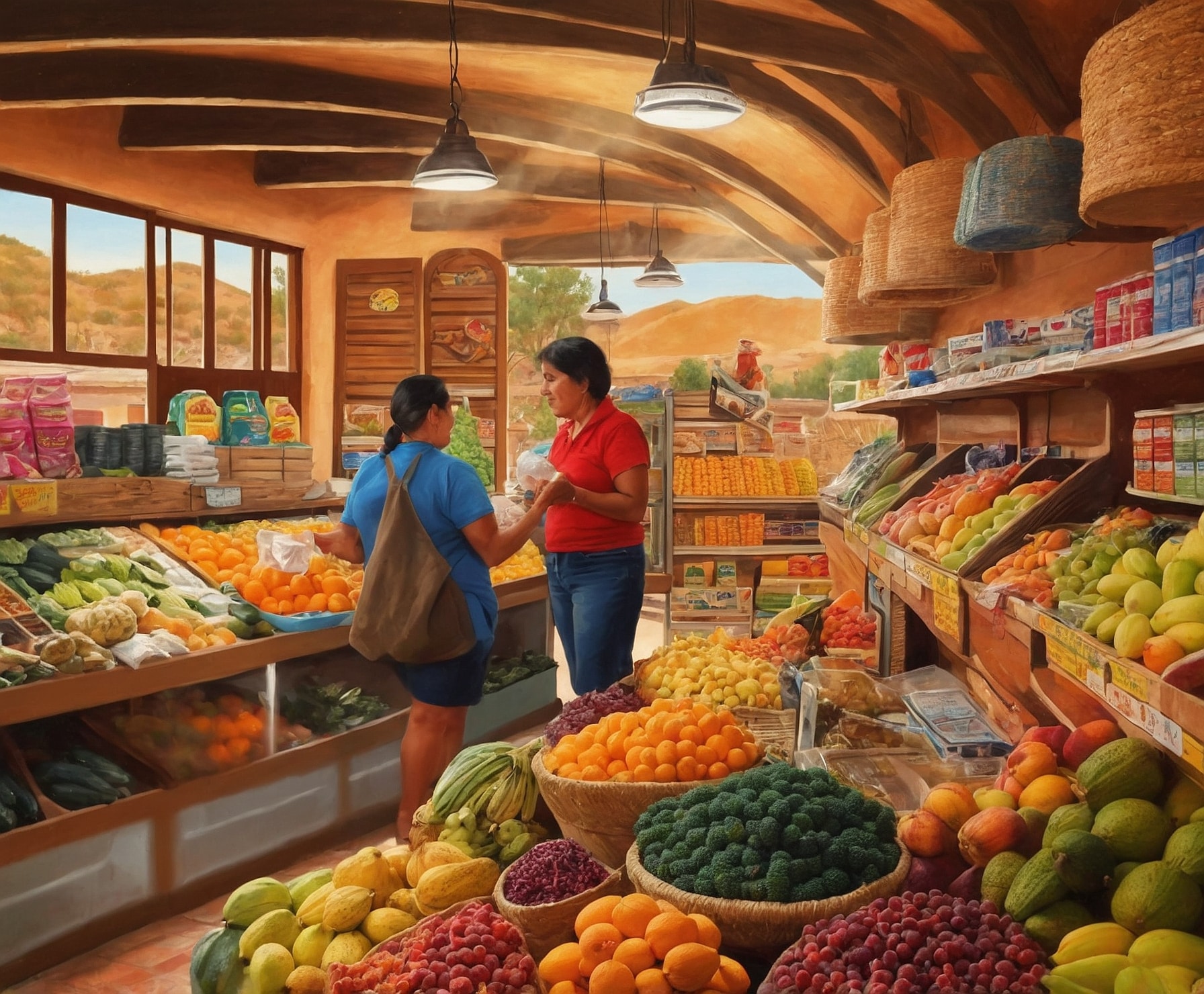 Supermercado local con productos frescos